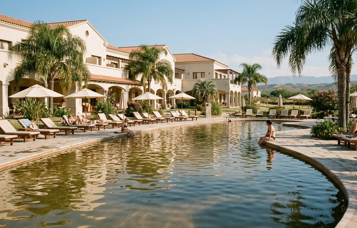 Editorial illustration of Los Pinos Resort and Spa Termal in Termas de Río Hondo