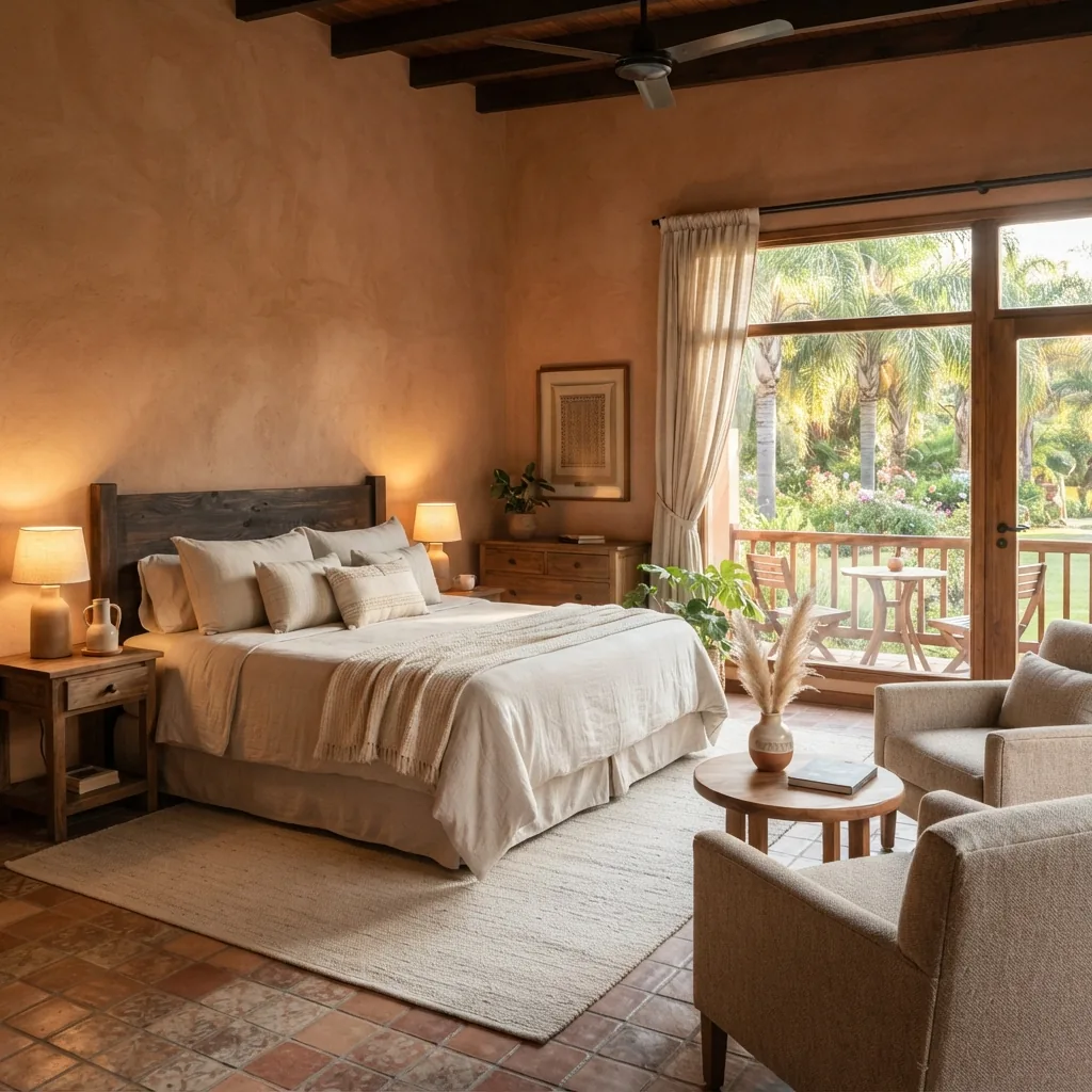 Editorial illustration of a comfortable room at Los Pinos Resort and Spa Termal